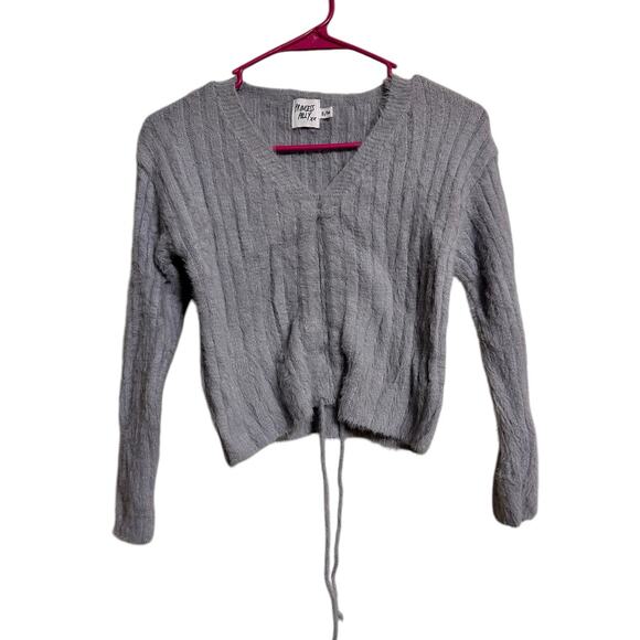 Princess Polly Cropped Sweater Wool Blend Blue Gray Size Small Medium - Picture 1 of 6